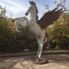 Rearing painted pegasus aluminum statue