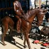 equestrian girl on horse aluminum statue in bronze color