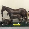 quarter horse mare and two foals aluminum statue