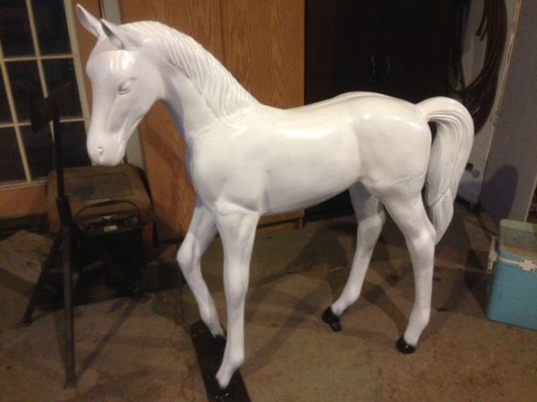 white colt aluminum statue