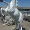 white rearing horse aluminum statue